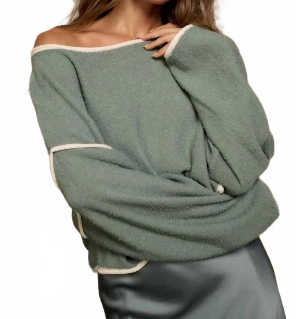 NEW PROMESA women's taylor loose knit crop sweater in pine green